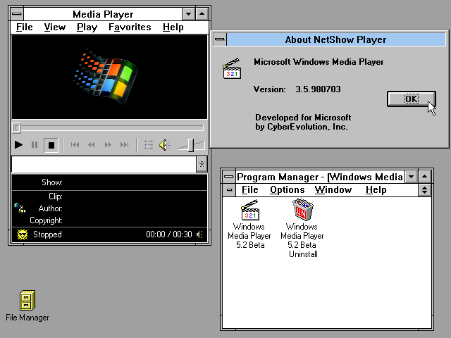 Windows Media Player 5.2 Beta for Windows 3.1